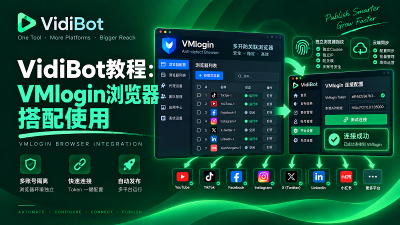 VidiBot教程:VMlogin浏览器的配置-VidiBot 跨平台分发引擎 | WxBot 微信自动化