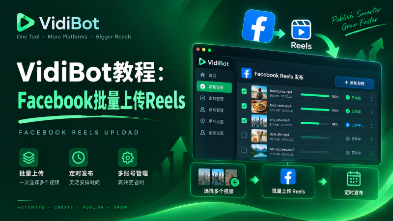 VidiBot教程:Facebook批量上传Reels-VidiBot 跨平台分发引擎 | WxBot 微信自动化