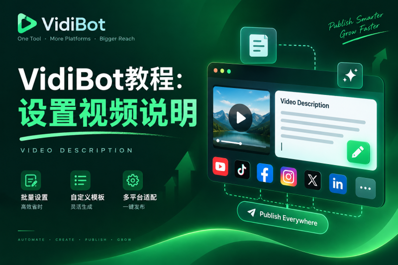 VidiBot教程:设置视频说明-VidiBot 跨平台分发引擎 | WxBot 微信自动化