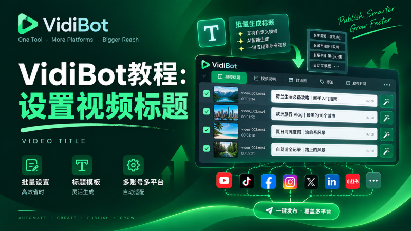 VidiBot教程:设置视频标题-VidiBot 跨平台分发引擎 | WxBot 微信自动化